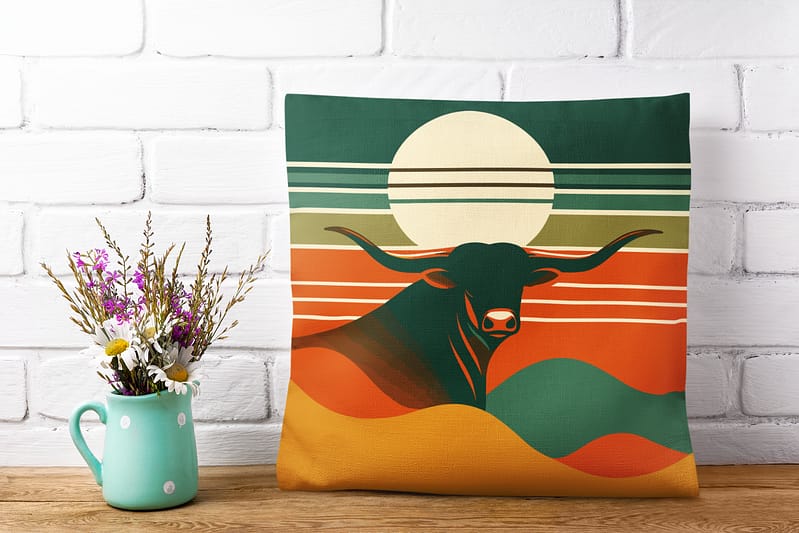 New Mexico Longhorn Pillow