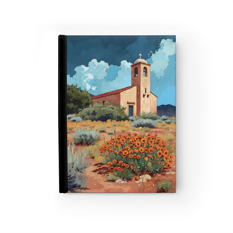 Vintage Adobe Church Lined Journal - New Mexico Gift