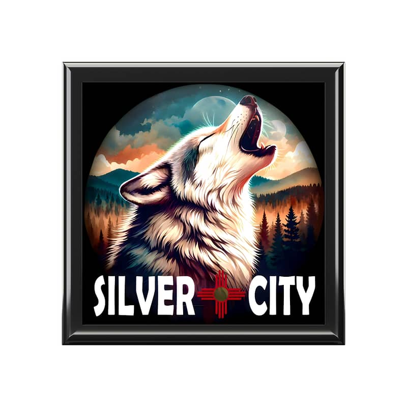 Silver City Howling Wolf Memory Box