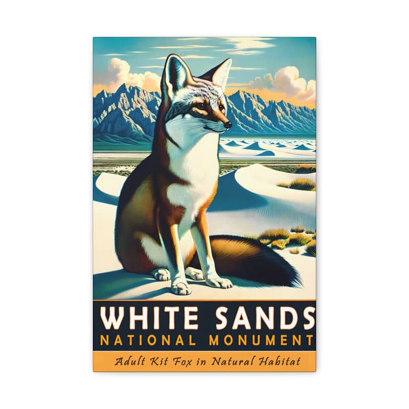 Vintage Style White Sands Kit Fox Poster