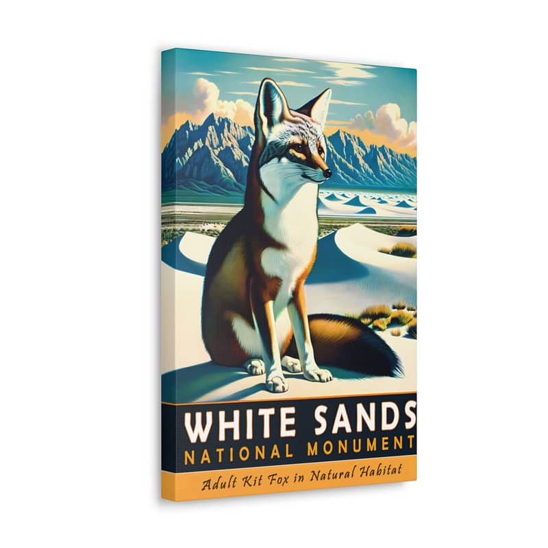 Vintage Style White Sands Kit Fox Art Print