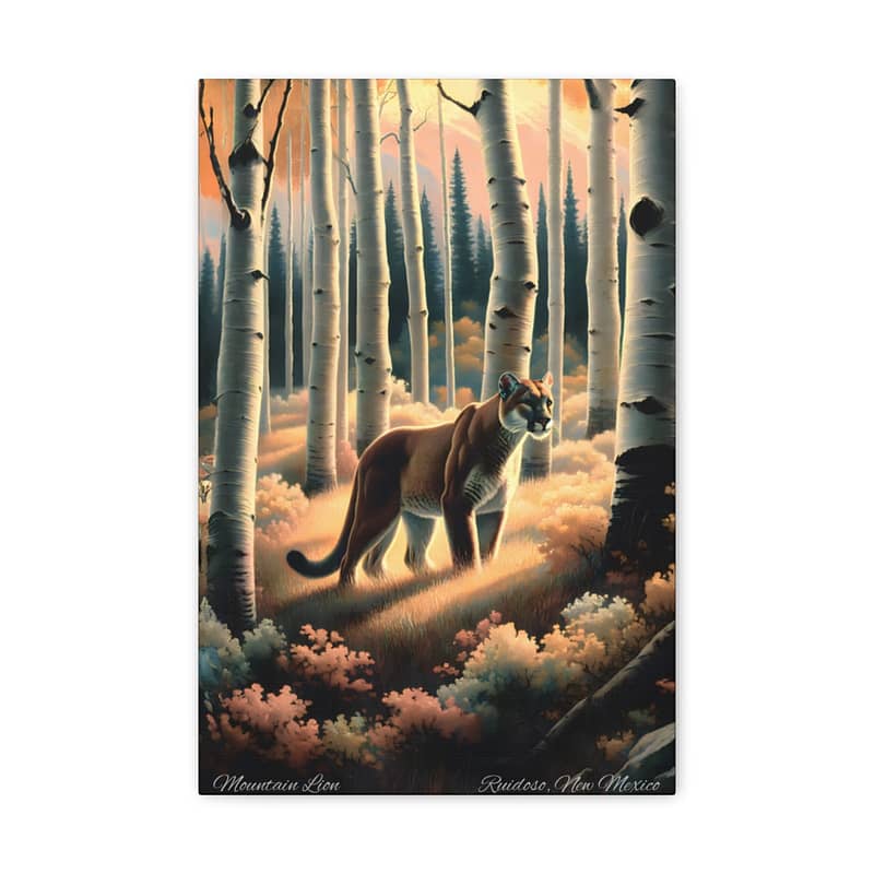 Vintage Style Mountain Lion Canvas Art Print