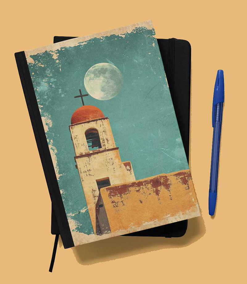 Vintage Adobe Church Evening Lined Journal - New Mexico Gift