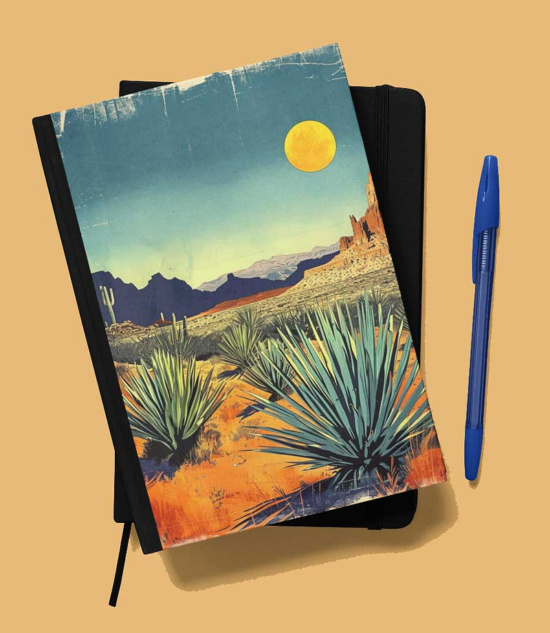 Vintage Yucca Landscape Lined Journal - New Mexico Gift