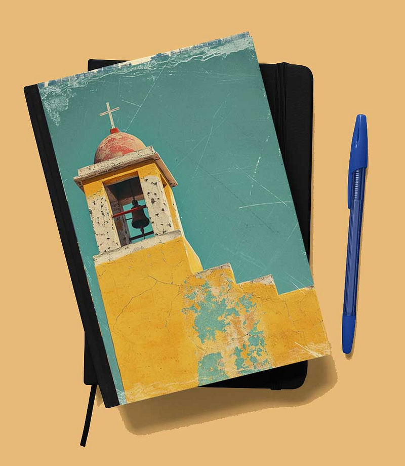 Vintage Adobe Church Steeple Lined Journal